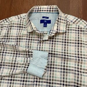 Egara Mens Dress Shirt |  XL | Blue Plaid | Slim Fit | Non Iron | 100% Cotton
